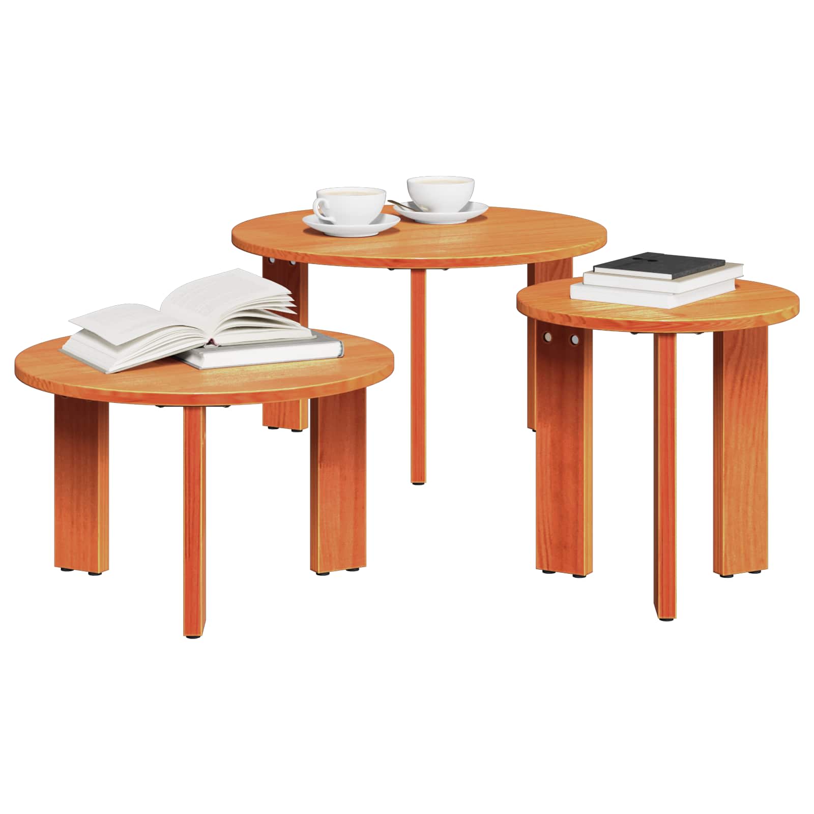 Salontafel 3 pcs Wasbruin Massief grenenhout is nu te koop bij PeponiXL, paradijselijk wonen!