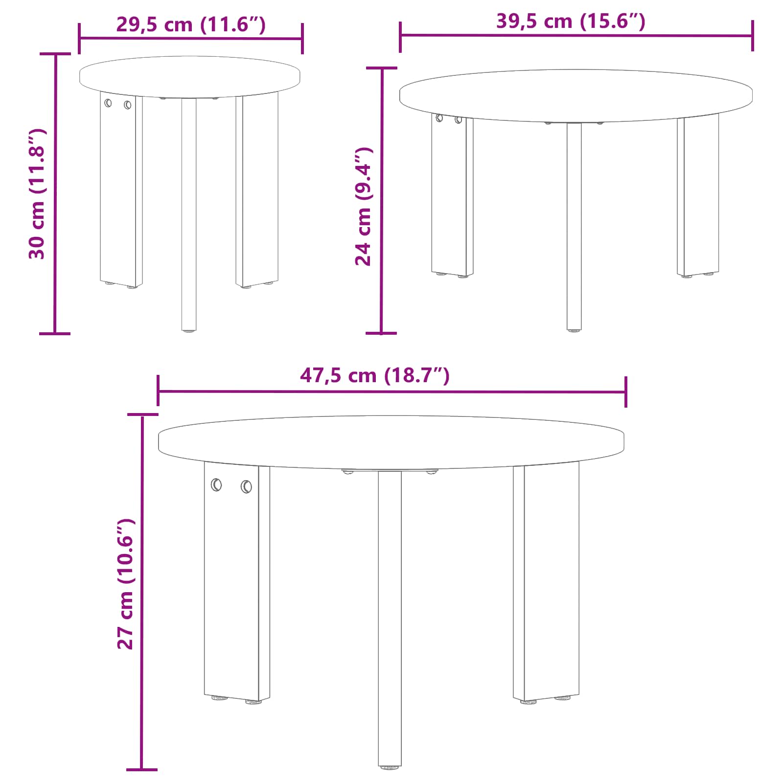 Salontafel 3 pcs Wasbruin Massief grenenhout is nu te koop bij PeponiXL, paradijselijk wonen!
