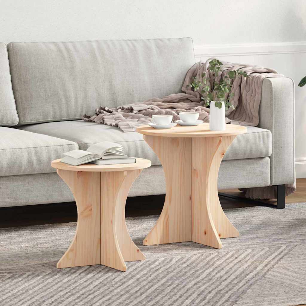 Salontafel 2 pcs Naturel Massief grenenhout is nu te koop bij PeponiXL, paradijselijk wonen!