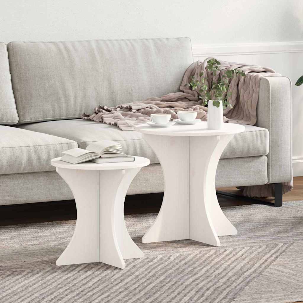 Salontafel 2 pcs Wit Massief grenenhout is nu te koop bij PeponiXL, paradijselijk wonen!
