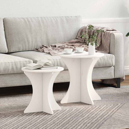 Salontafel 2 pcs Wit Massief grenenhout is nu te koop bij PeponiXL, paradijselijk wonen!