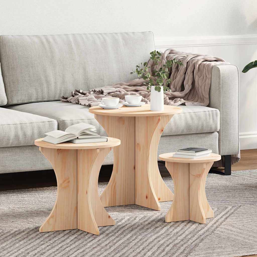 Salontafel 3 pcs Naturel is nu te koop bij PeponiXL, paradijselijk wonen!