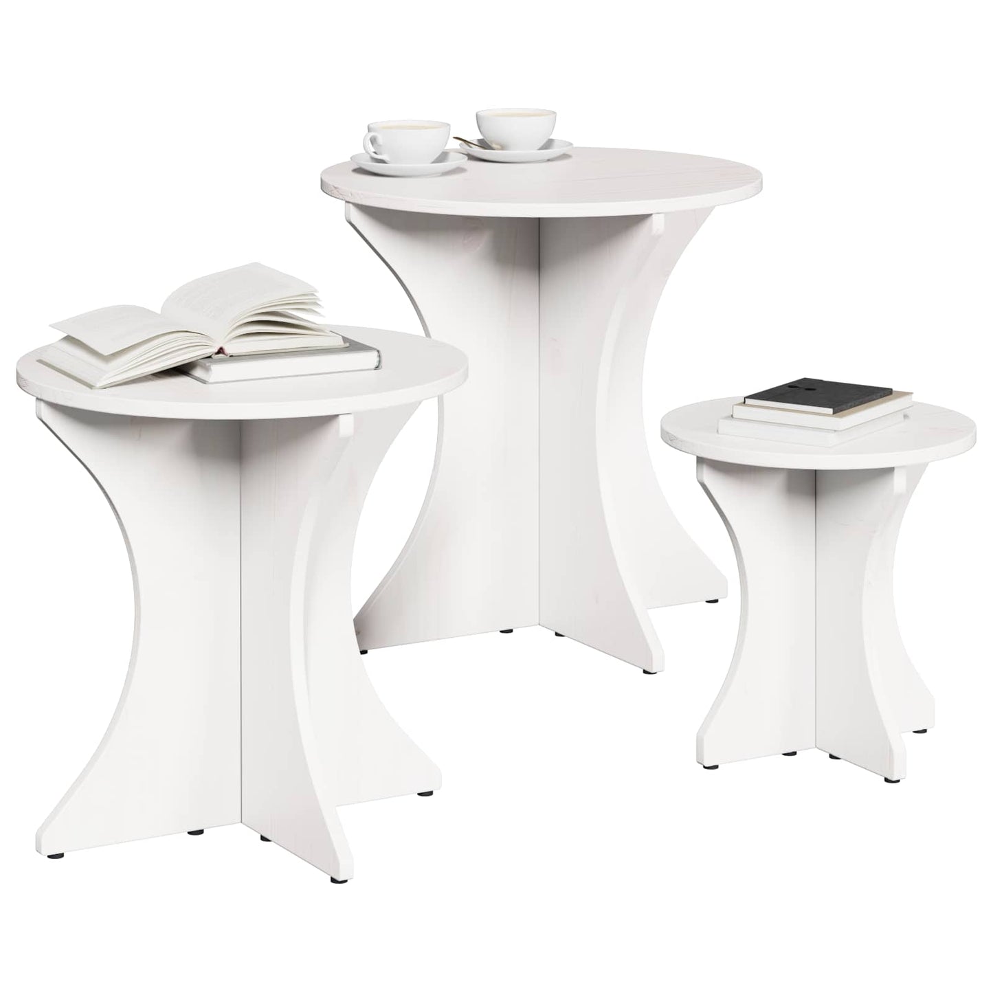 Salontafel 3 pcs Wit is nu te koop bij PeponiXL, paradijselijk wonen!