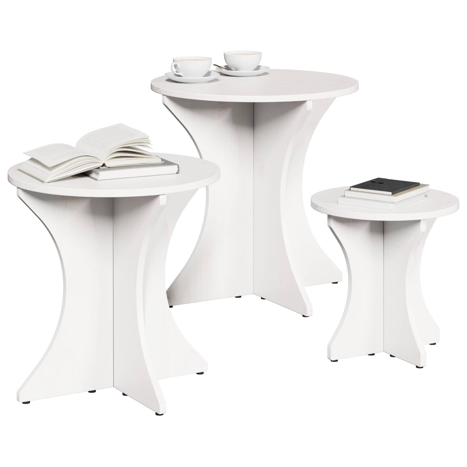 Salontafel 3 pcs Wit is nu te koop bij PeponiXL, paradijselijk wonen!