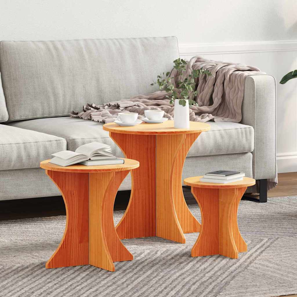 Salontafel 3 pcs Wasbruin is nu te koop bij PeponiXL, paradijselijk wonen!
