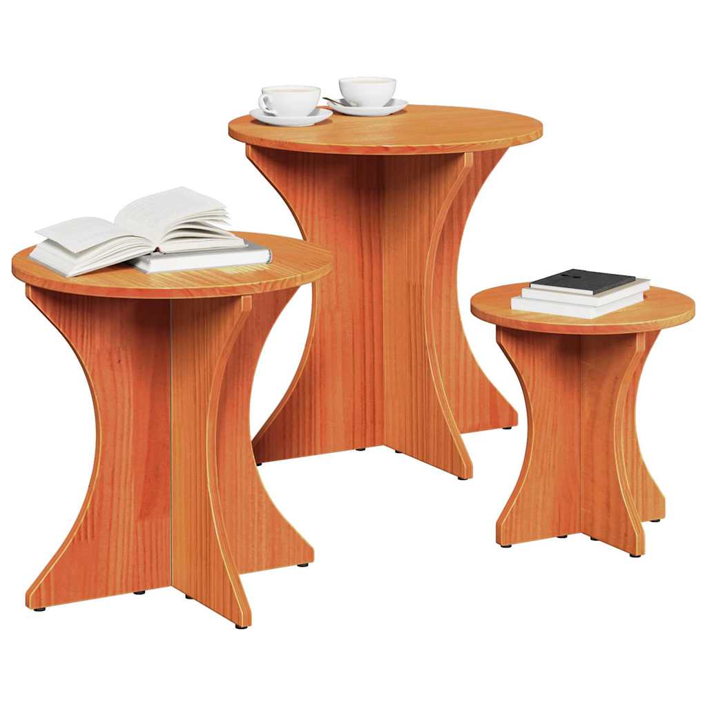 Salontafel 3 pcs Wasbruin is nu te koop bij PeponiXL, paradijselijk wonen!