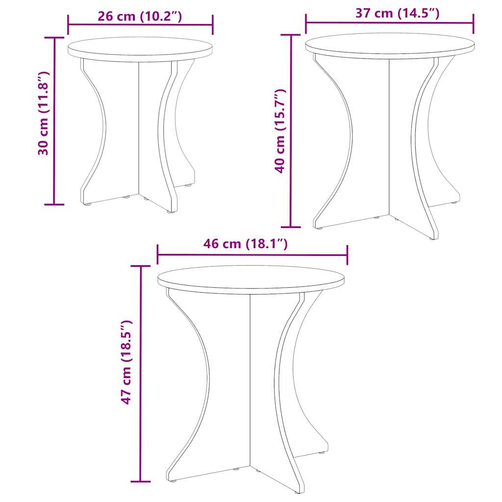 Salontafel 3 pcs Wasbruin is nu te koop bij PeponiXL, paradijselijk wonen!