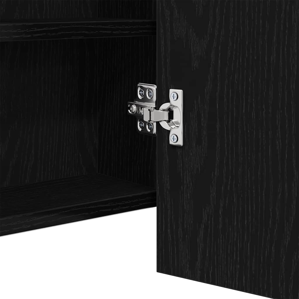 LED Spiegelkast Zwart Eiken 100 x 12 x 45 cm Bewerkt hout is nu te koop bij PeponiXL, paradijselijk wonen!