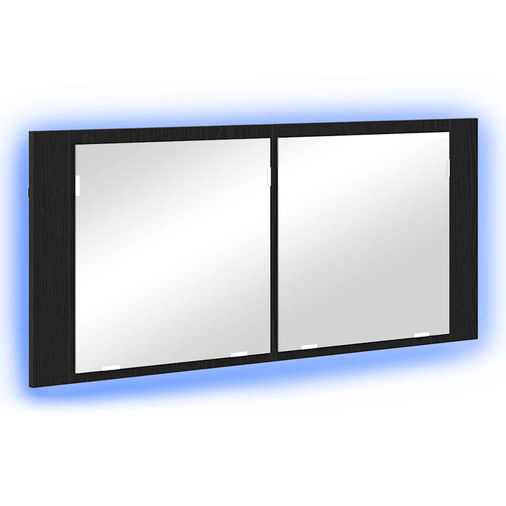 LED Spiegelkast Zwart Eiken 100 x 12 x 45 cm Bewerkt hout is nu te koop bij PeponiXL, paradijselijk wonen!