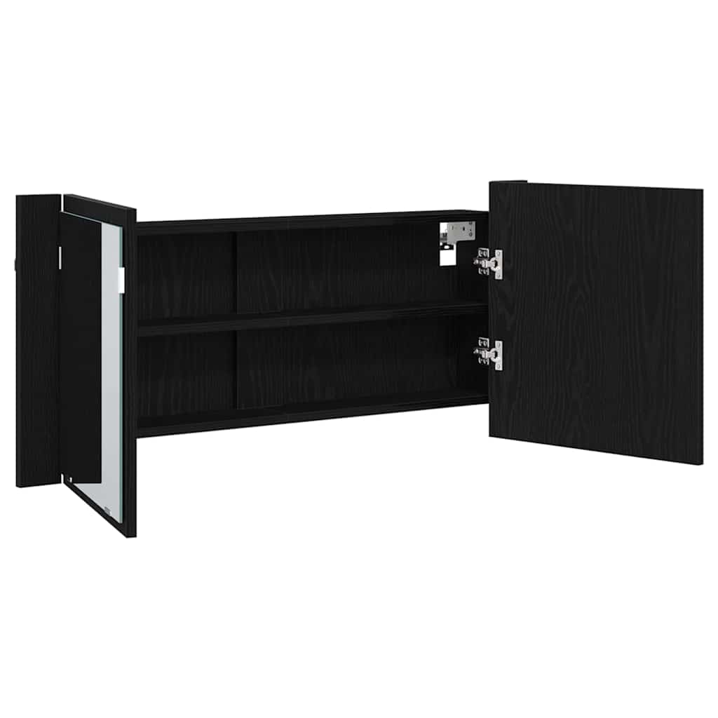 LED Spiegelkast Zwart Eiken 100 x 12 x 45 cm Bewerkt hout is nu te koop bij PeponiXL, paradijselijk wonen!