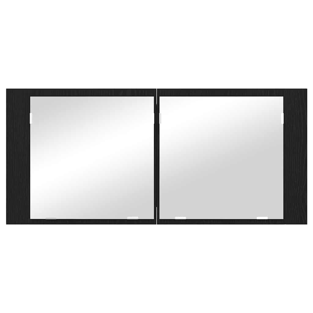 LED Spiegelkast Zwart Eiken 100 x 12 x 45 cm Bewerkt hout is nu te koop bij PeponiXL, paradijselijk wonen!