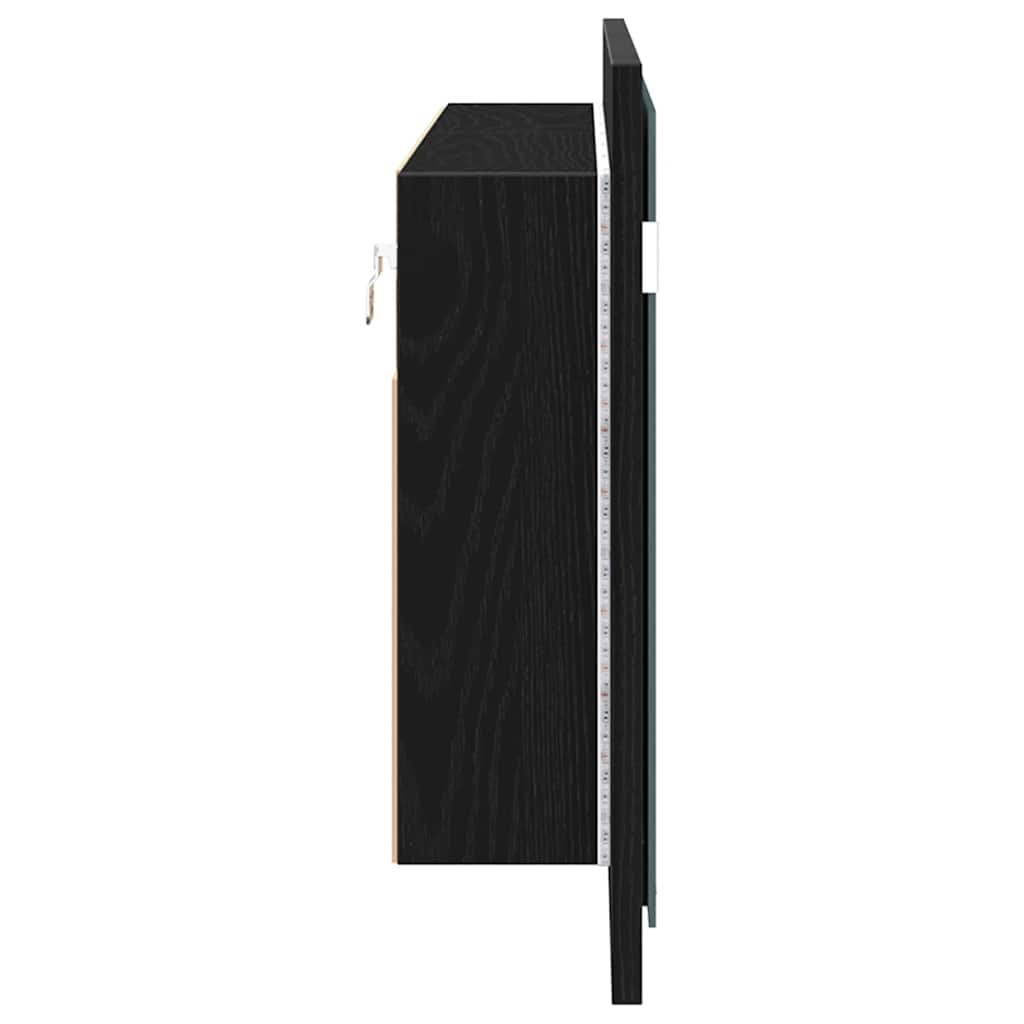 LED Spiegelkast Zwart Eiken 100 x 12 x 45 cm Bewerkt hout is nu te koop bij PeponiXL, paradijselijk wonen!