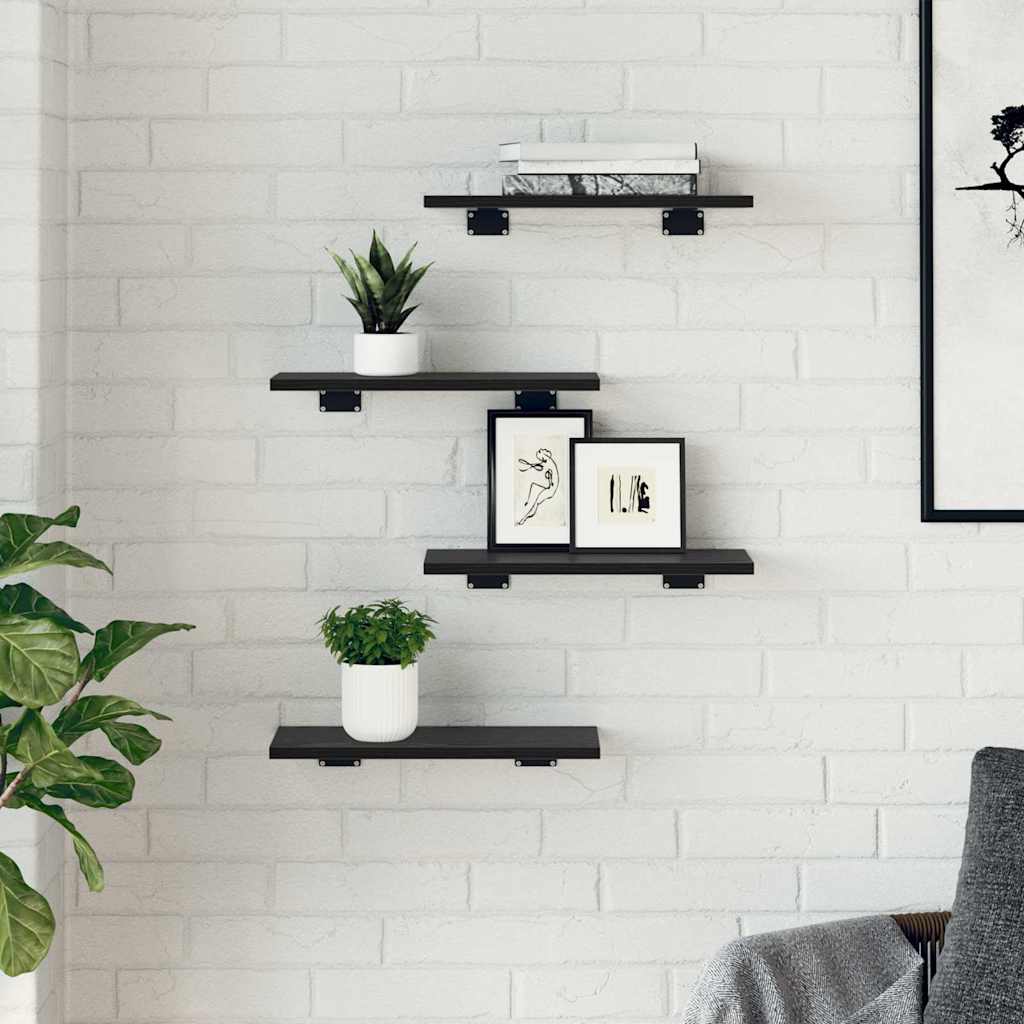 Boekenplank Bord 4 pcs Zwart 40 x 20 x 1,5 cm Bewerkt hout is nu te koop bij PeponiXL, paradijselijk wonen!
