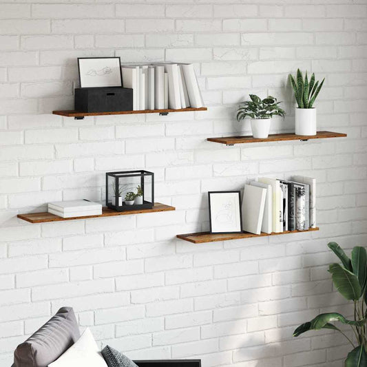 Boekenplank Bord 4 pcs Bruin 80 x 20 x 1,5 cm Bewerkt hout is nu te koop bij PeponiXL, paradijselijk wonen!