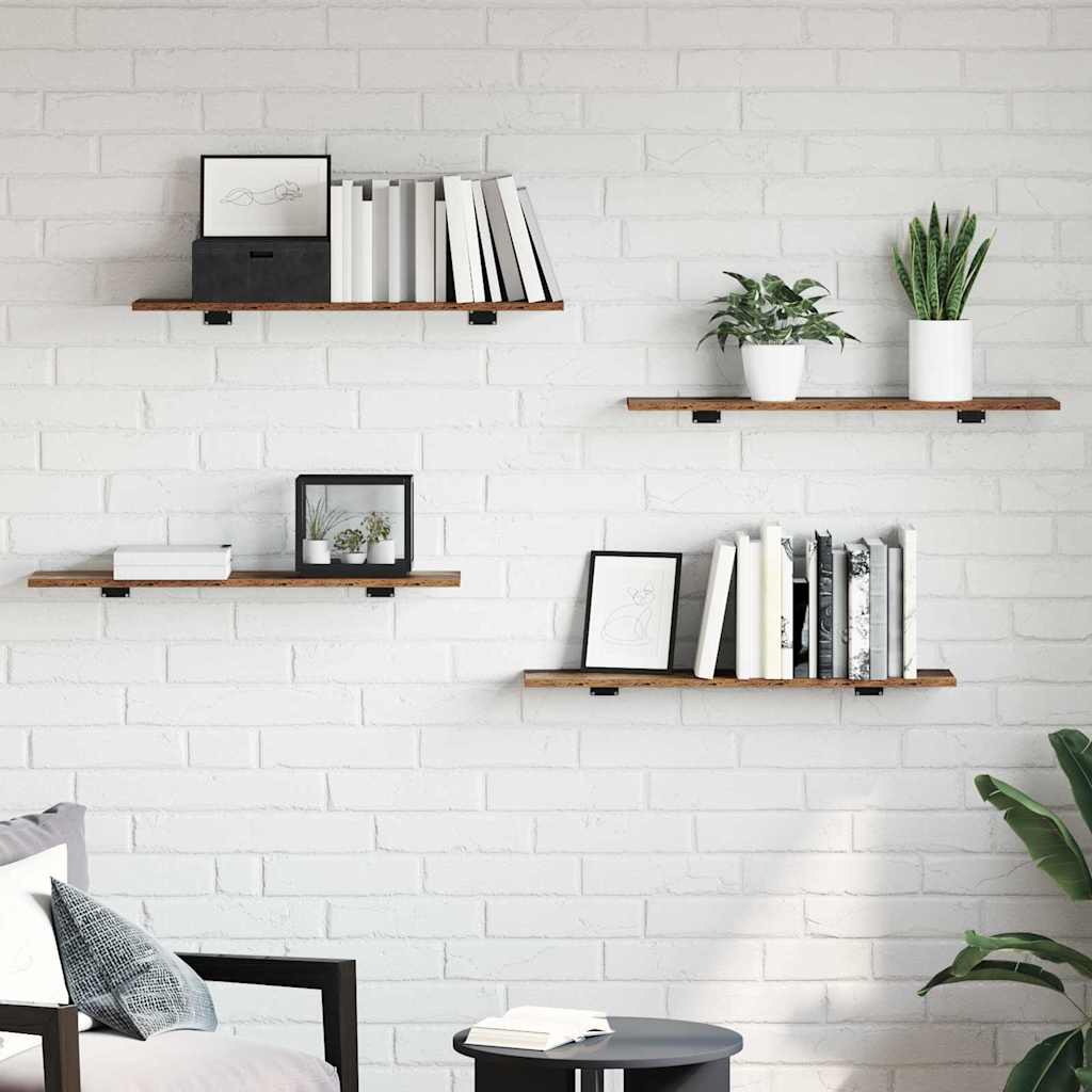 Boekenplank Bord 4 pcs Bruin 80 x 20 x 1,5 cm Bewerkt hout is nu te koop bij PeponiXL, paradijselijk wonen!