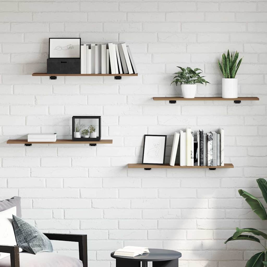 Boekenplank Bord 4 pcs Bruin 80 x 20 x 1,5 cm Bewerkt hout is nu te koop bij PeponiXL, paradijselijk wonen!