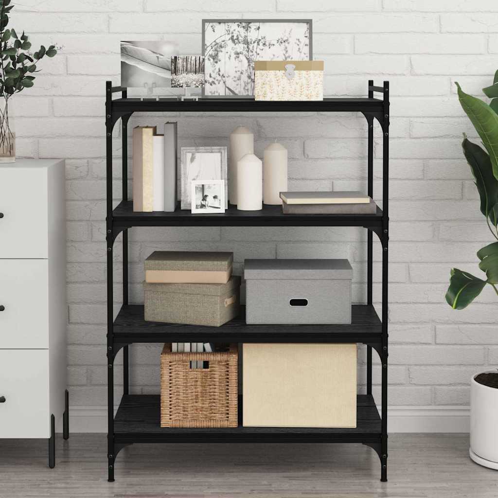 Boekenplank Bord 4 pcs Zwart 80 x 40 x 1,5 cm Bewerkt hout is nu te koop bij PeponiXL, paradijselijk wonen!