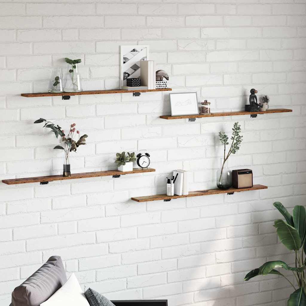 Boekenplank Bord 4 pcs Bruin 100 x 10 x 1,5 cm Bewerkt hout is nu te koop bij PeponiXL, paradijselijk wonen!