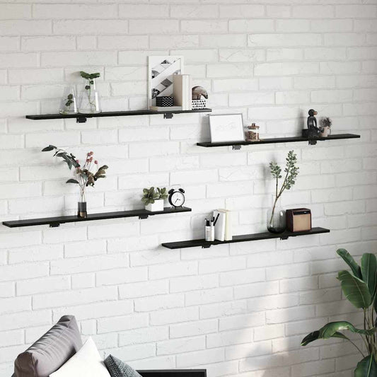 Boekenplank Bord 4 pcs Zwart 100 x 10 x 1,5 cm Bewerkt hout is nu te koop bij PeponiXL, paradijselijk wonen!