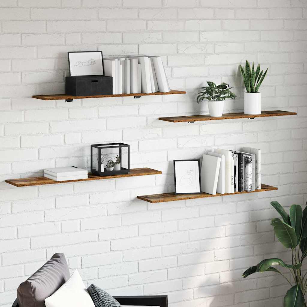Boekenplank Bord 4 pcs Bruin 100 x 20 x 1,5 cm Bewerkt hout is nu te koop bij PeponiXL, paradijselijk wonen!