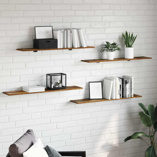 Boekenplank Bord 4 pcs Bruin 100 x 20 x 1,5 cm Bewerkt hout is nu te koop bij PeponiXL, paradijselijk wonen!
