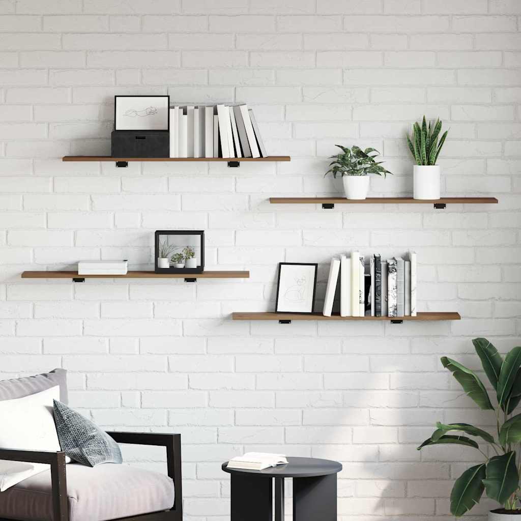 Boekenplank Bord 4 pcs Bruin 100 x 20 x 1,5 cm Bewerkt hout is nu te koop bij PeponiXL, paradijselijk wonen!