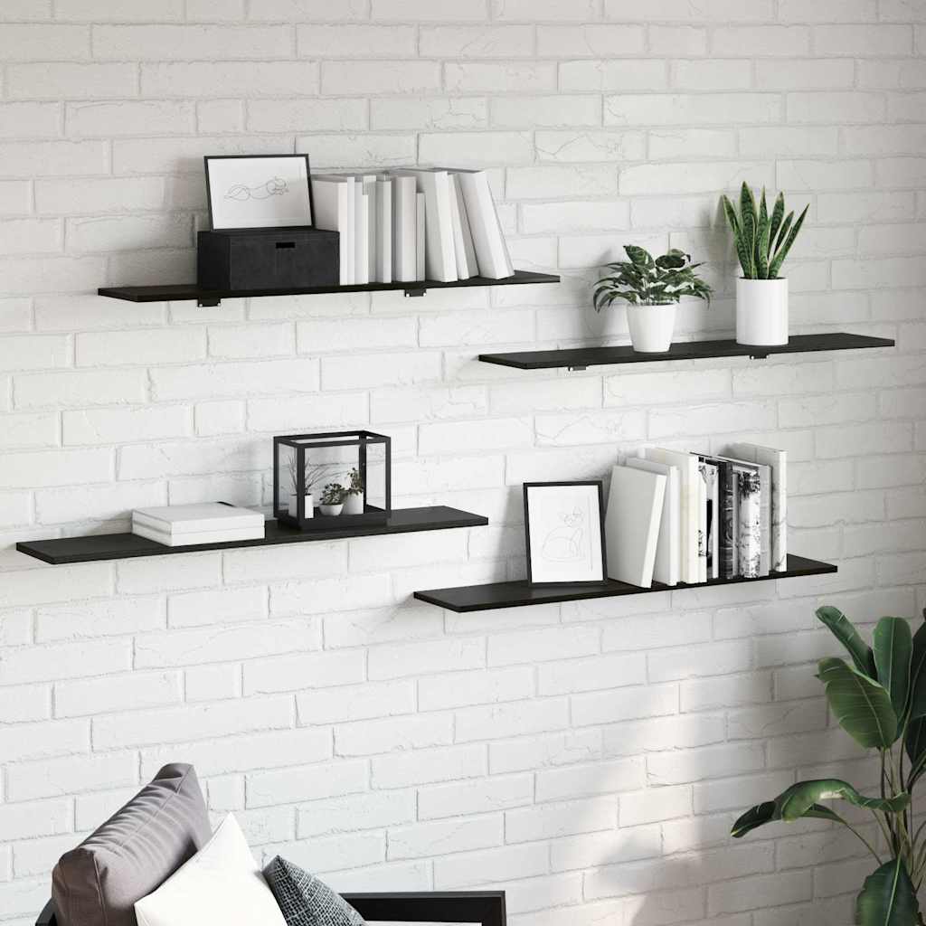 Boekenplank Bord 4 pcs Zwart 100 x 20 x 1,5 cm Bewerkt hout is nu te koop bij PeponiXL, paradijselijk wonen!