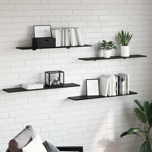 Boekenplank Bord 4 pcs Zwart 100 x 20 x 1,5 cm Bewerkt hout is nu te koop bij PeponiXL, paradijselijk wonen!