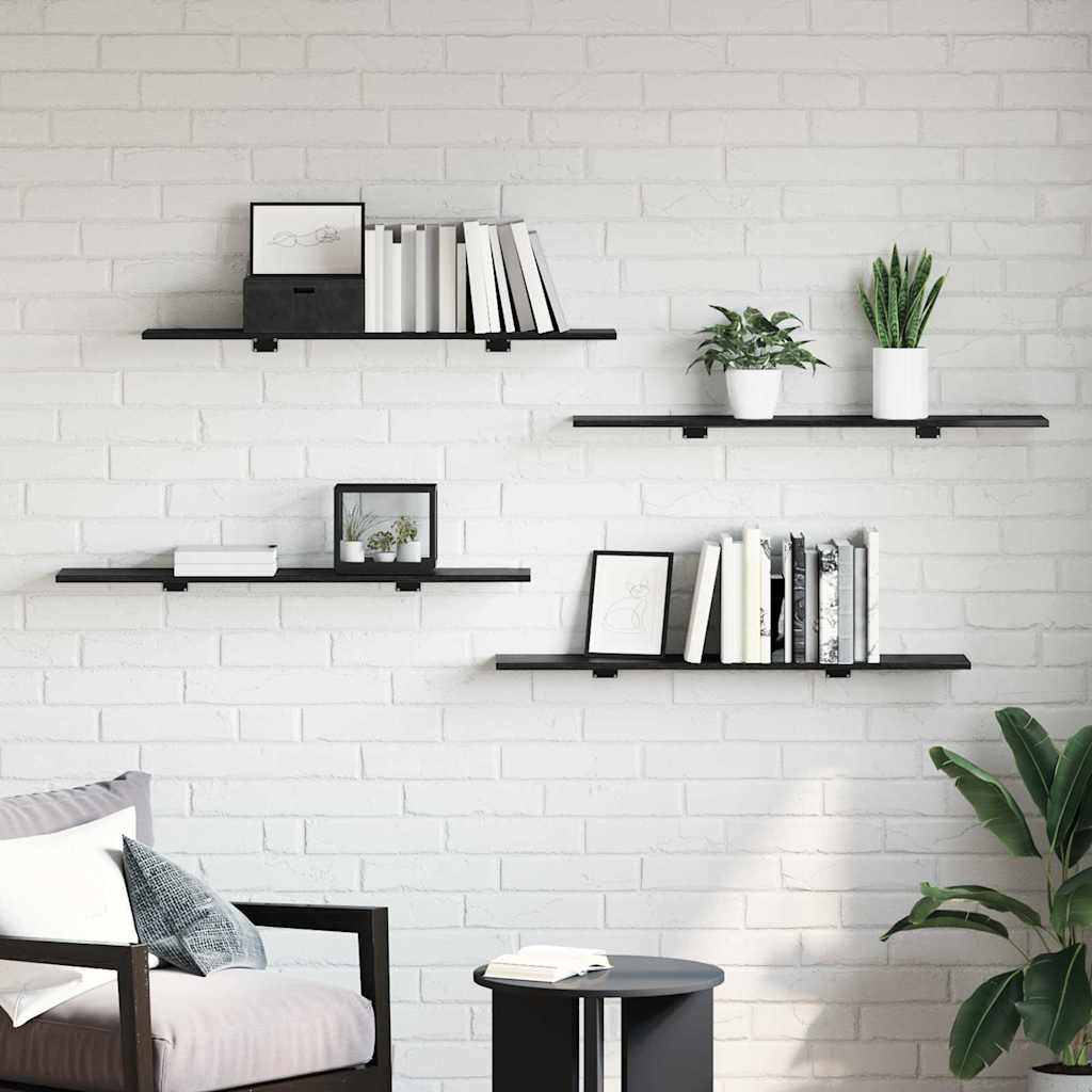 Boekenplank Bord 4 pcs Zwart 100 x 20 x 1,5 cm Bewerkt hout is nu te koop bij PeponiXL, paradijselijk wonen!