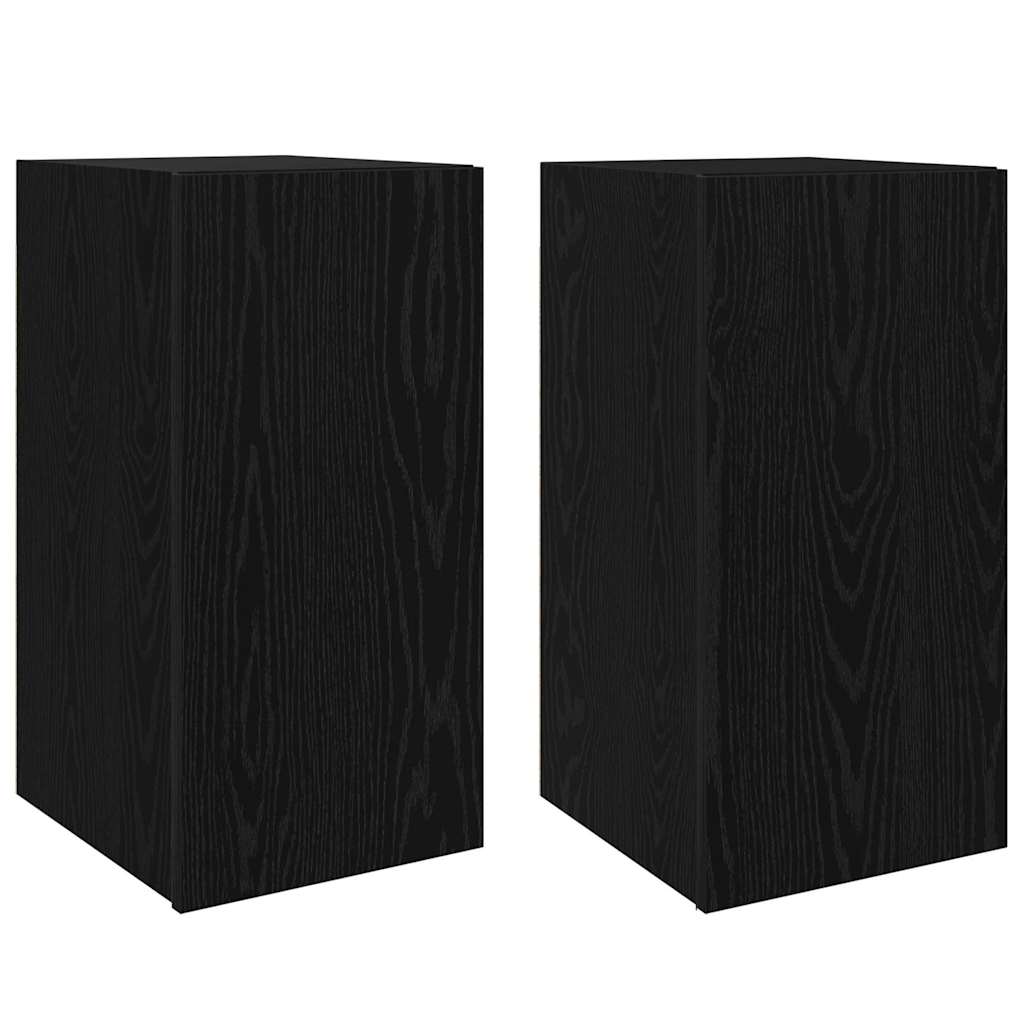 Wand TV Kast 2 pcs Zwart Eiken 30,5 x 30 x 60 cm Bewerkt hout is nu te koop bij PeponiXL, paradijselijk wonen!