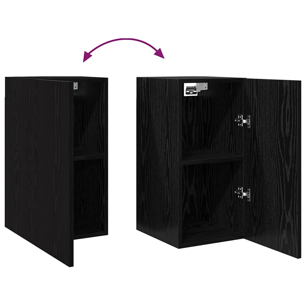 Wand TV Kast 2 pcs Zwart Eiken 30,5 x 30 x 60 cm Bewerkt hout is nu te koop bij PeponiXL, paradijselijk wonen!