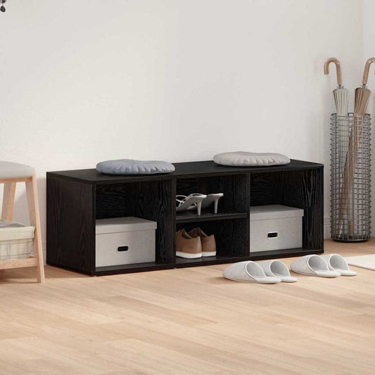 Schoenenbank Zwart Eiken 102 x 35 x 35 cm Bewerkt hout is nu te koop bij PeponiXL, paradijselijk wonen!