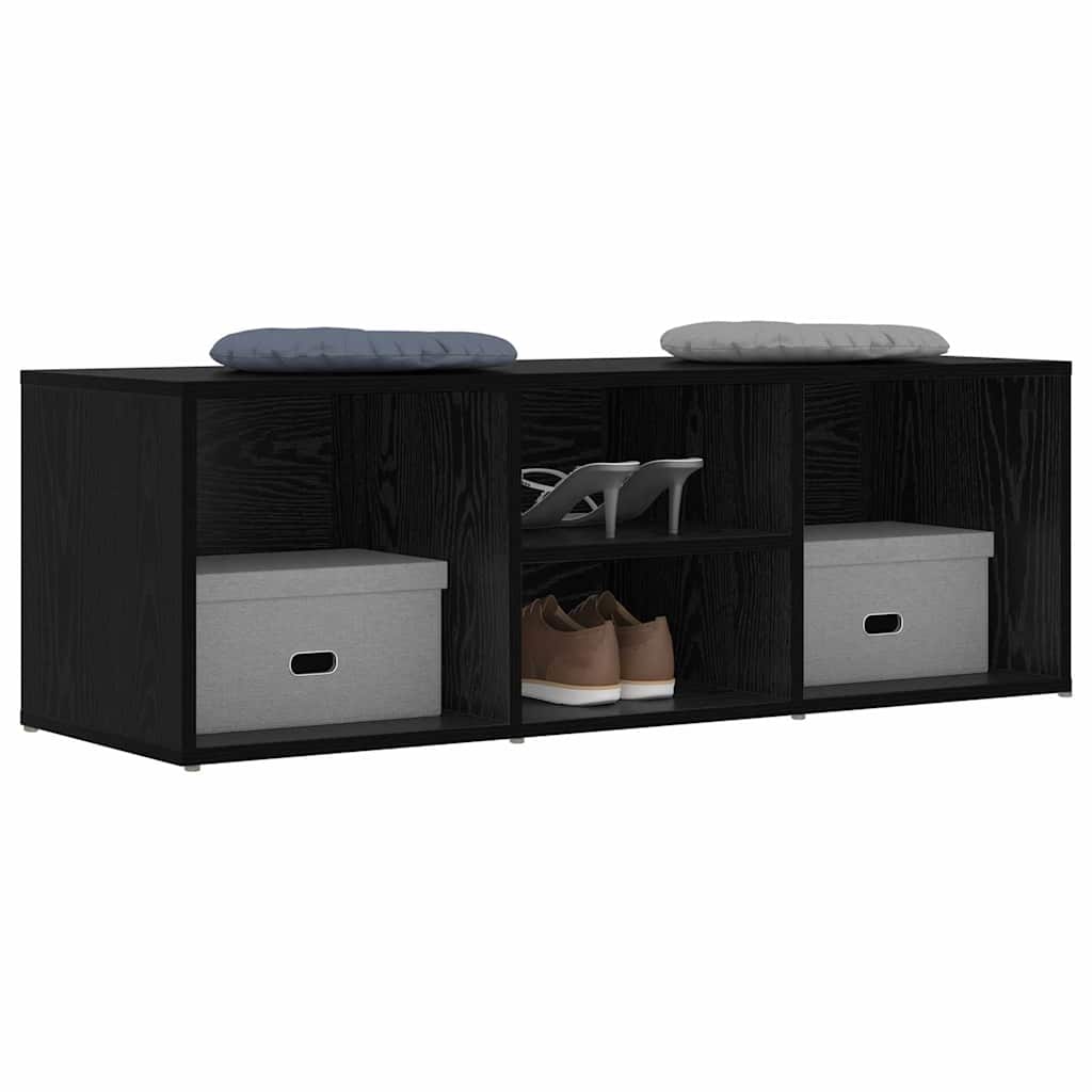 Schoenenbank Zwart Eiken 102 x 35 x 35 cm Bewerkt hout is nu te koop bij PeponiXL, paradijselijk wonen!