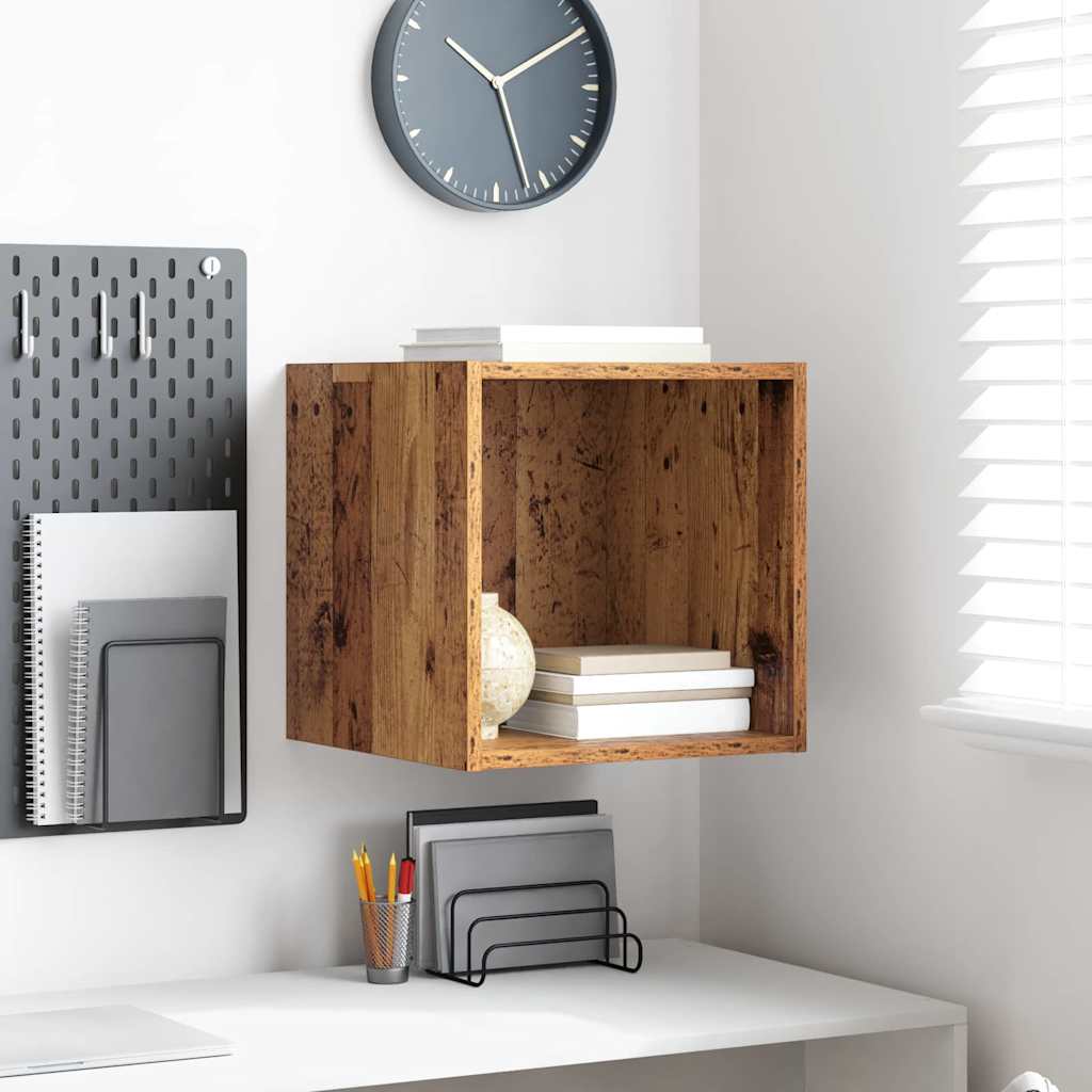 Wandkast met plank Oudhout 37 x 37 x 37 cm Bewerkt hout is nu te koop bij PeponiXL, paradijselijk wonen!