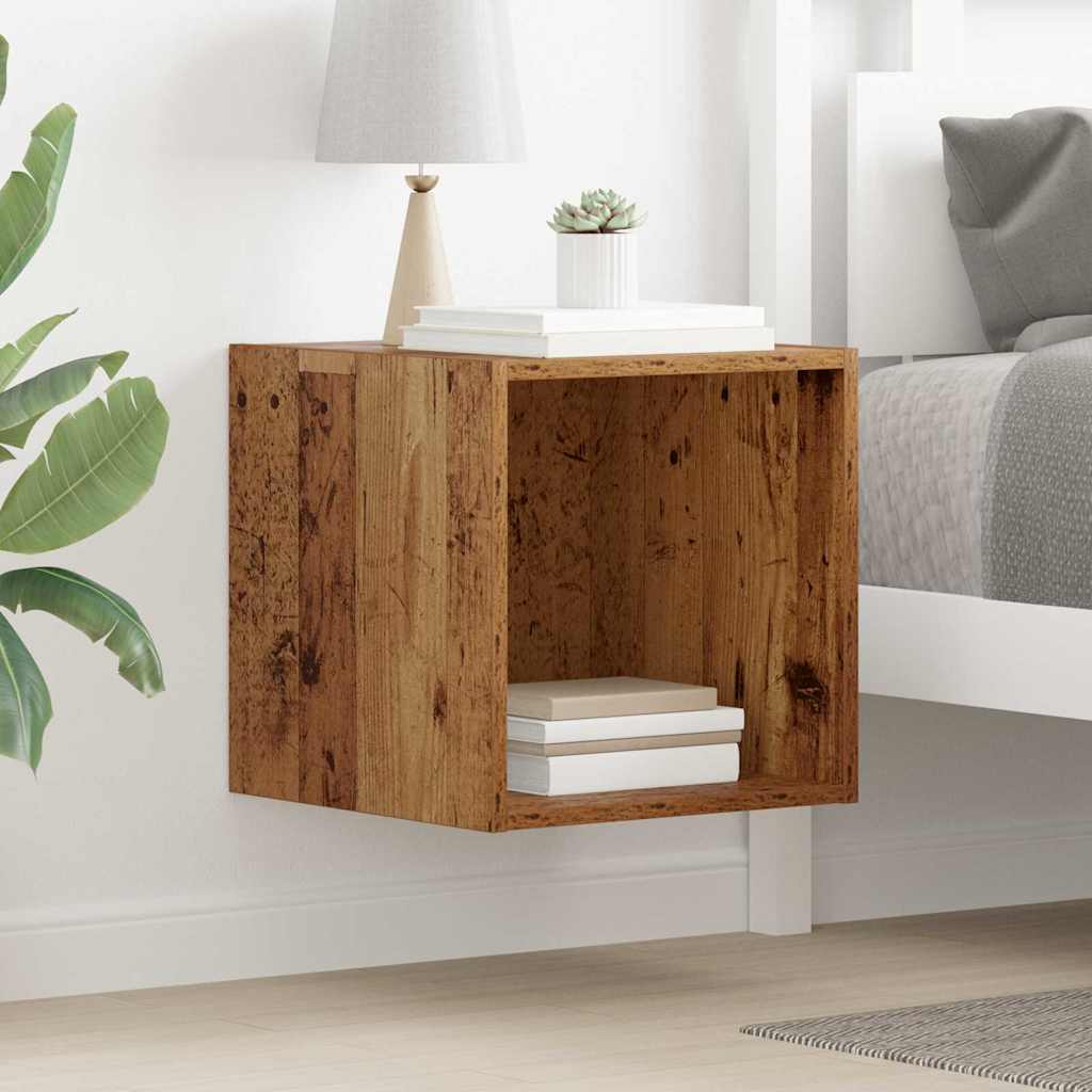 Wandkast met plank Oudhout 37 x 37 x 37 cm Bewerkt hout is nu te koop bij PeponiXL, paradijselijk wonen!