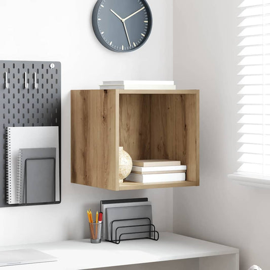 Wandkast met plank Artisan Eiken 37 x 37 x 37 cm Bewerkt hout is nu te koop bij PeponiXL, paradijselijk wonen!