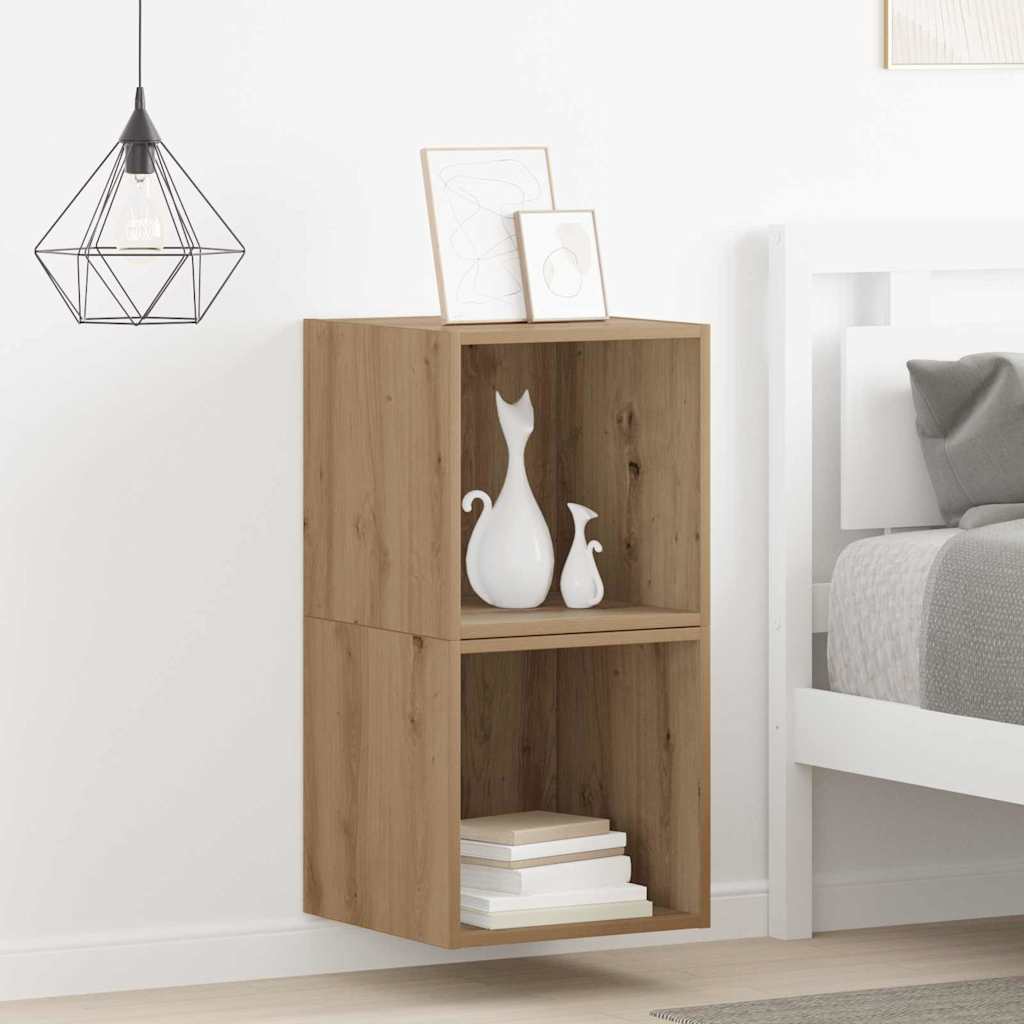 Wandkast 2 pcs Artisan Eiken 37 x 37 x 37 cm Bewerkt hout is nu te koop bij PeponiXL, paradijselijk wonen!