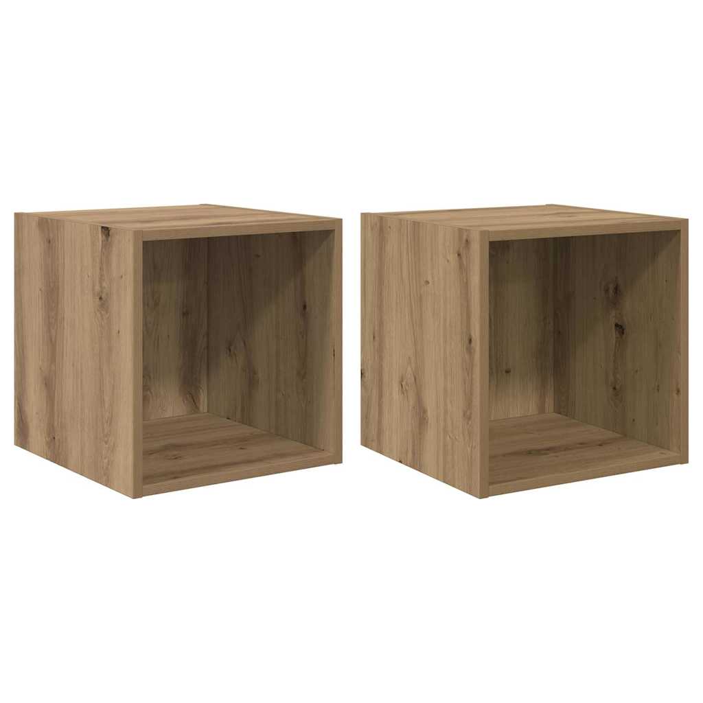 Wandkast 2 pcs Artisan Eiken 37 x 37 x 37 cm Bewerkt hout is nu te koop bij PeponiXL, paradijselijk wonen!