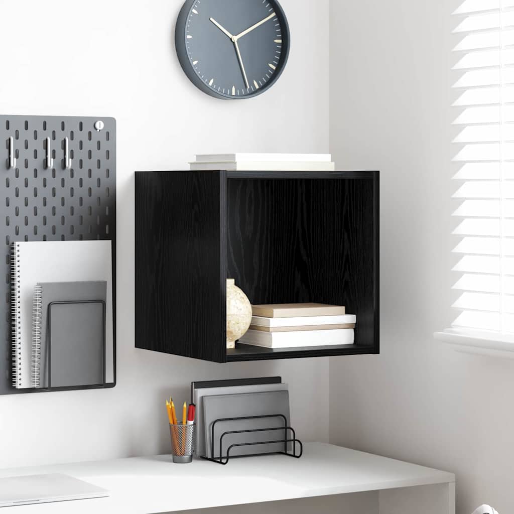 Wandkast met plank Zwart Eiken 37 x 37 x 37 cm Bewerkt hout is nu te koop bij PeponiXL, paradijselijk wonen!