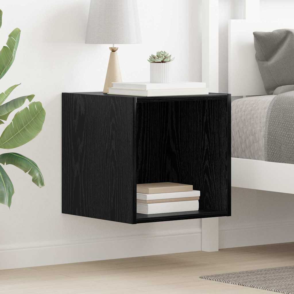 Wandkast met plank Zwart Eiken 37 x 37 x 37 cm Bewerkt hout is nu te koop bij PeponiXL, paradijselijk wonen!