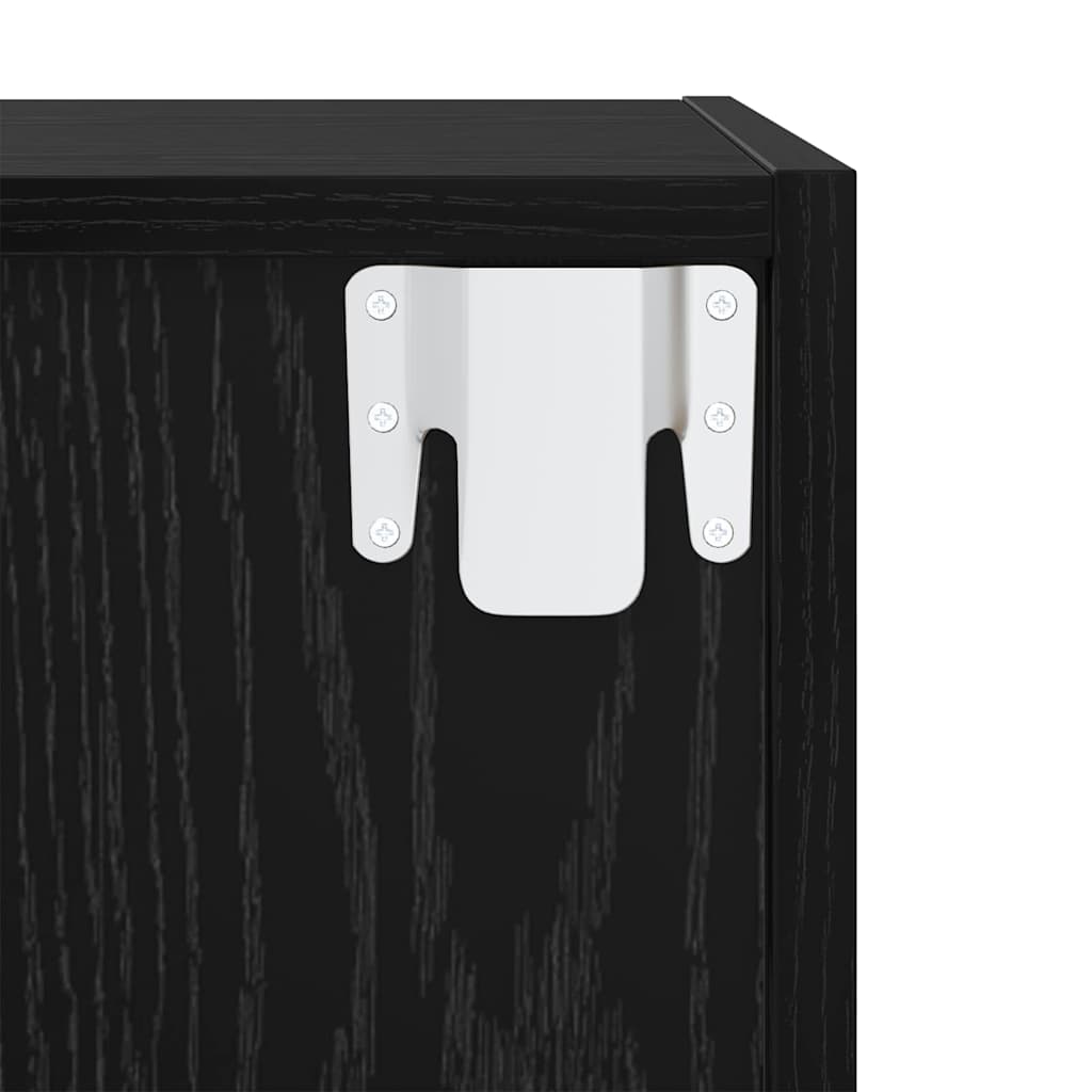 Wandkast 2 pcs Zwart Eiken 37 x 37 x 37 cm Bewerkt hout is nu te koop bij PeponiXL, paradijselijk wonen!