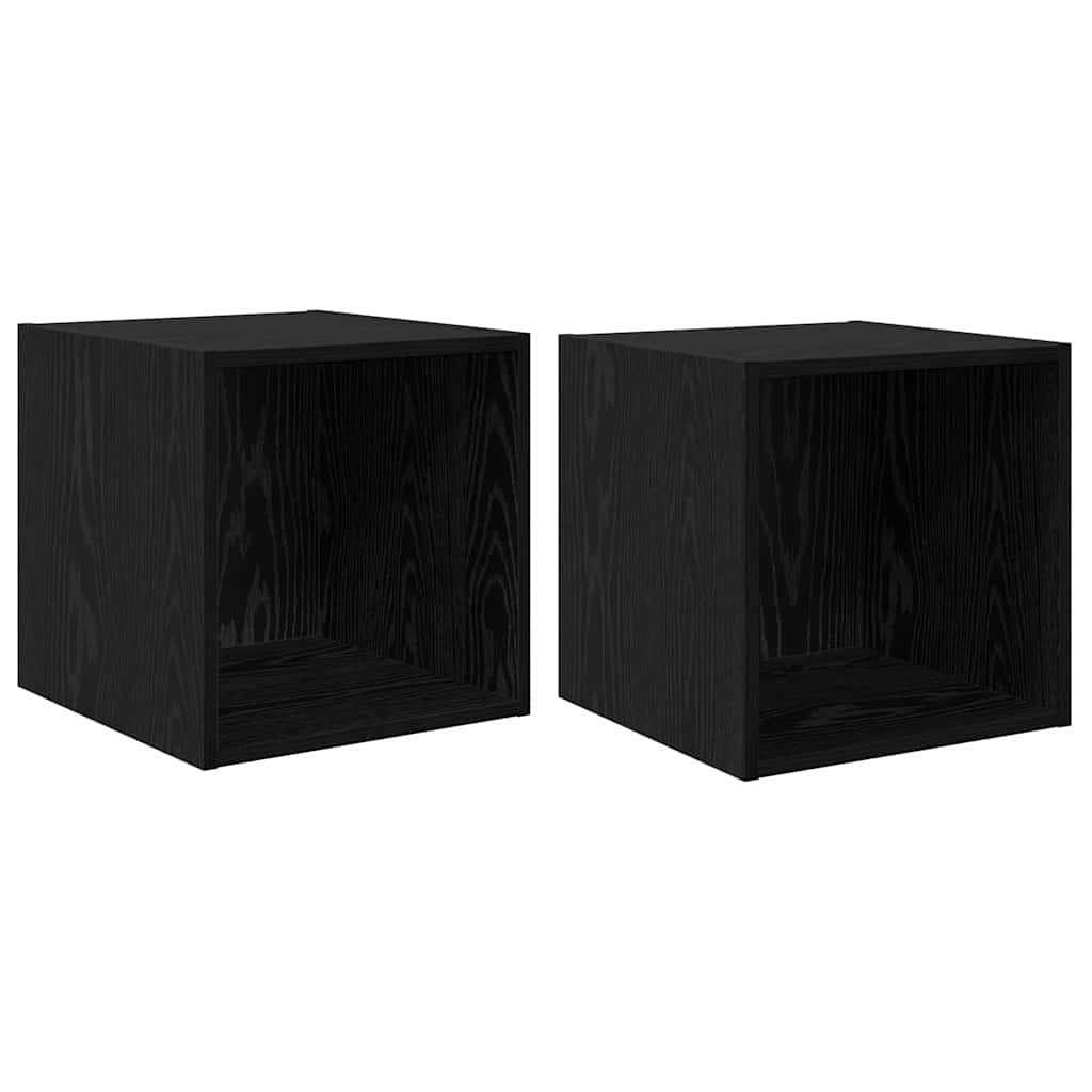 Wandkast 2 pcs Zwart Eiken 37 x 37 x 37 cm Bewerkt hout is nu te koop bij PeponiXL, paradijselijk wonen!