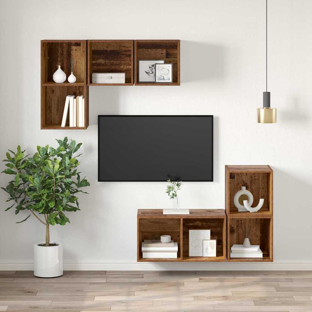Tv-meubelset Oud Hout 37 x 37 x 72 cm Bewerkt hout is nu te koop bij PeponiXL, paradijselijk wonen!