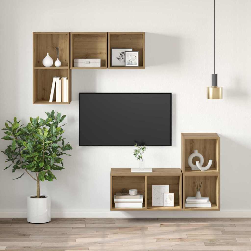 Tv-meubelset Artisan Eiken 37 x 37 x 72 cm Bewerkt hout is nu te koop bij PeponiXL, paradijselijk wonen!