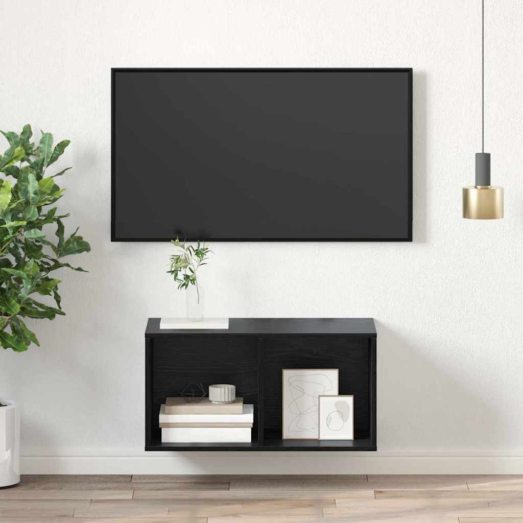 Tv-meubelset Zwart Eiken 37 x 37 x 72 cm Bewerkt hout is nu te koop bij PeponiXL, paradijselijk wonen!