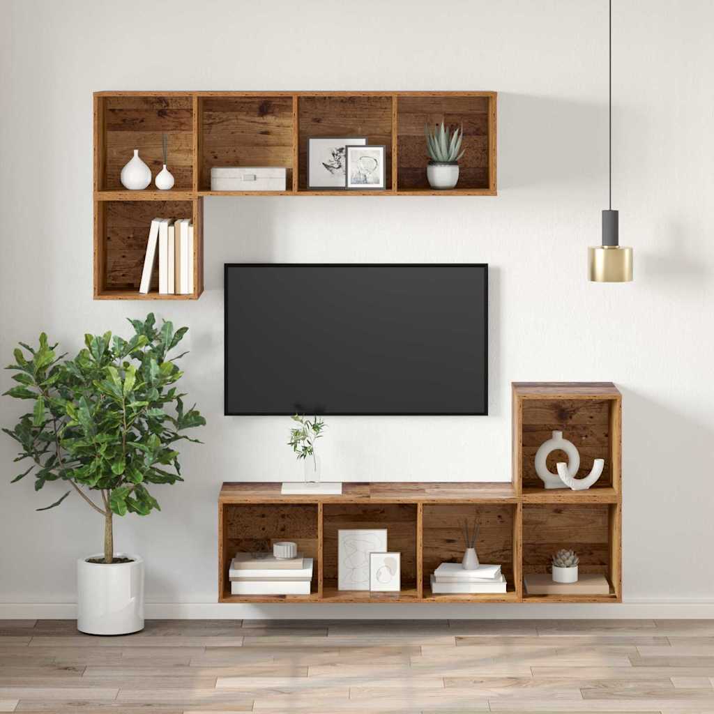 Tv-meubelset Oud Hout 37 x 37 x 107 cm Bewerkt hout is nu te koop bij PeponiXL, paradijselijk wonen!
