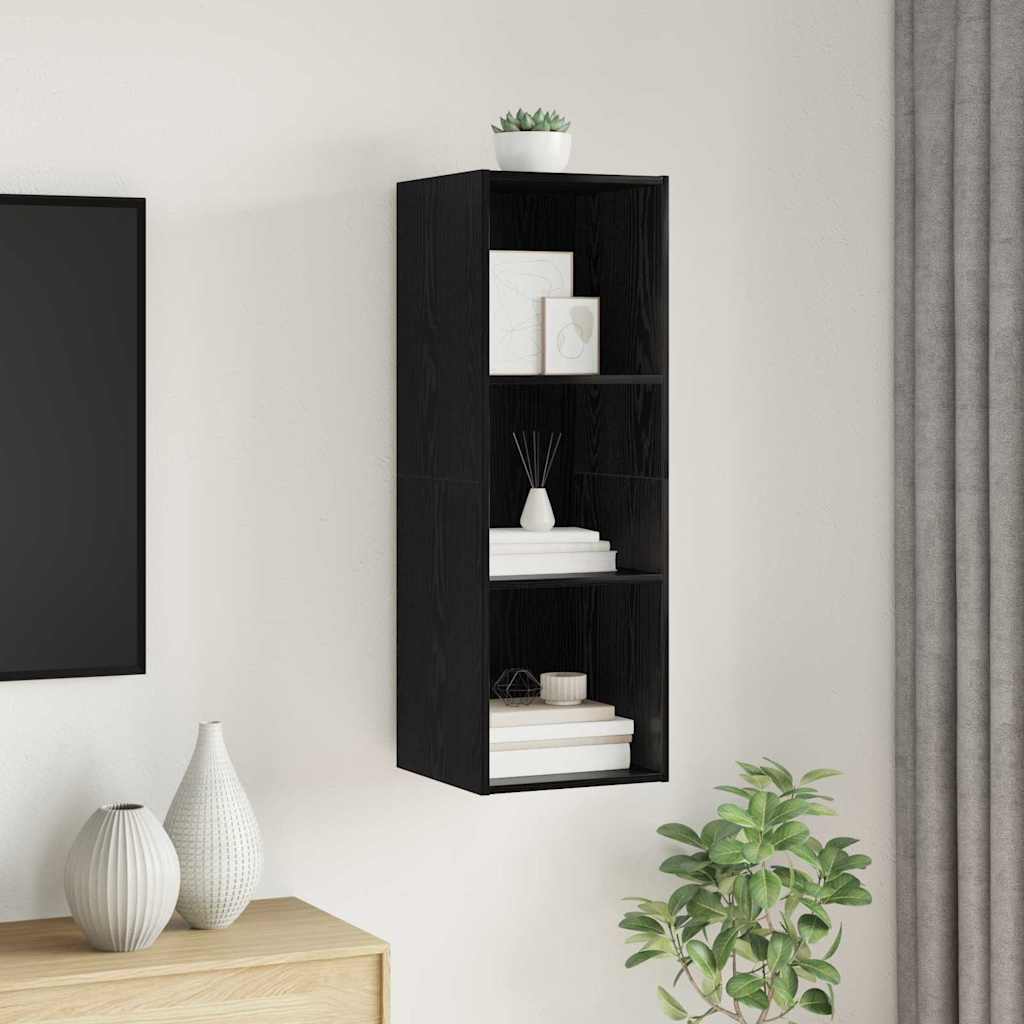 Tv-meubelset Zwart Eiken 37 x 37 x 107 cm Bewerkt hout is nu te koop bij PeponiXL, paradijselijk wonen!