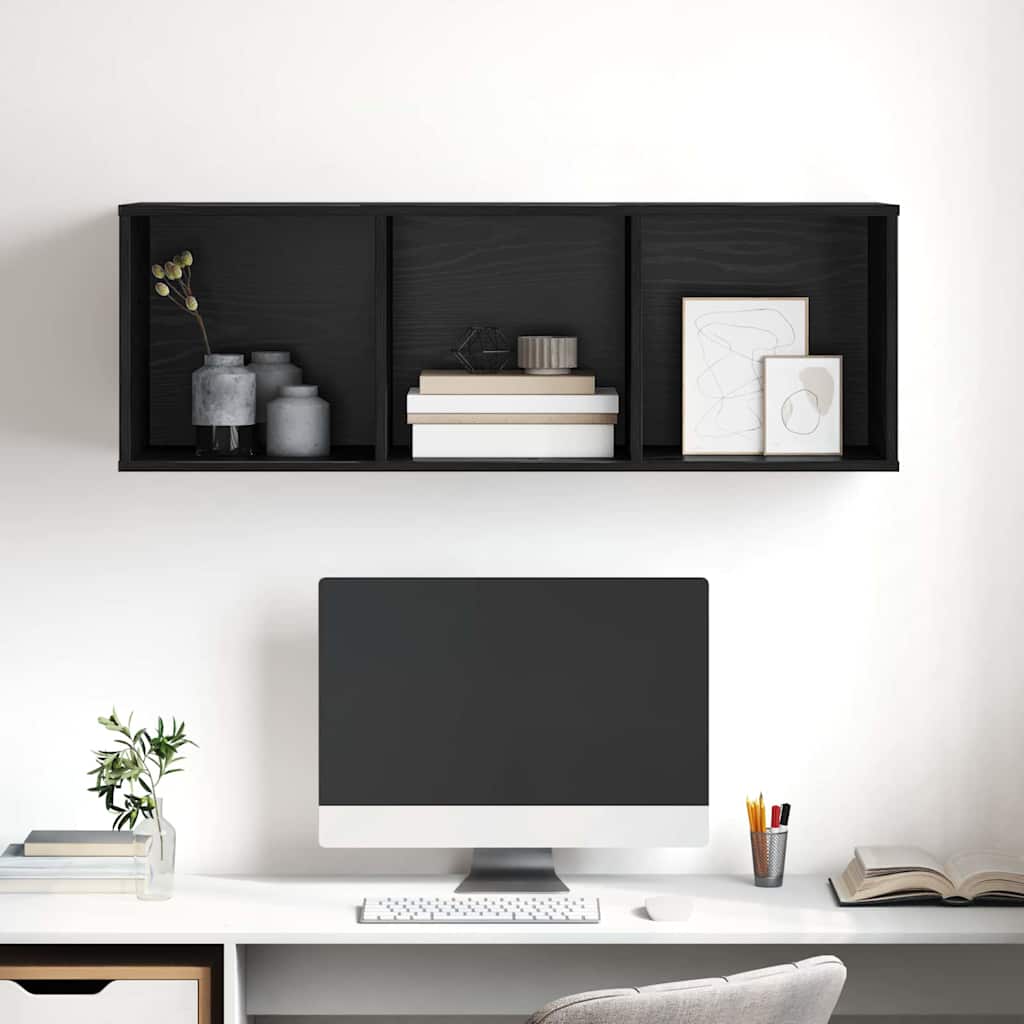 Tv-meubelset Zwart Eiken 37 x 37 x 107 cm Bewerkt hout is nu te koop bij PeponiXL, paradijselijk wonen!