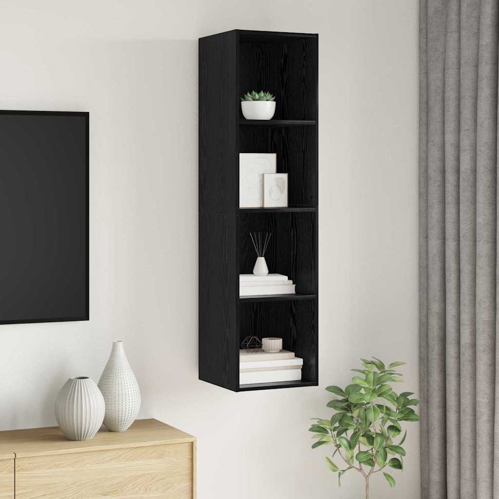 Tv-meubelset Zwart Eiken 37 x 37 x 142,5 cm Bewerkt hout is nu te koop bij PeponiXL, paradijselijk wonen!