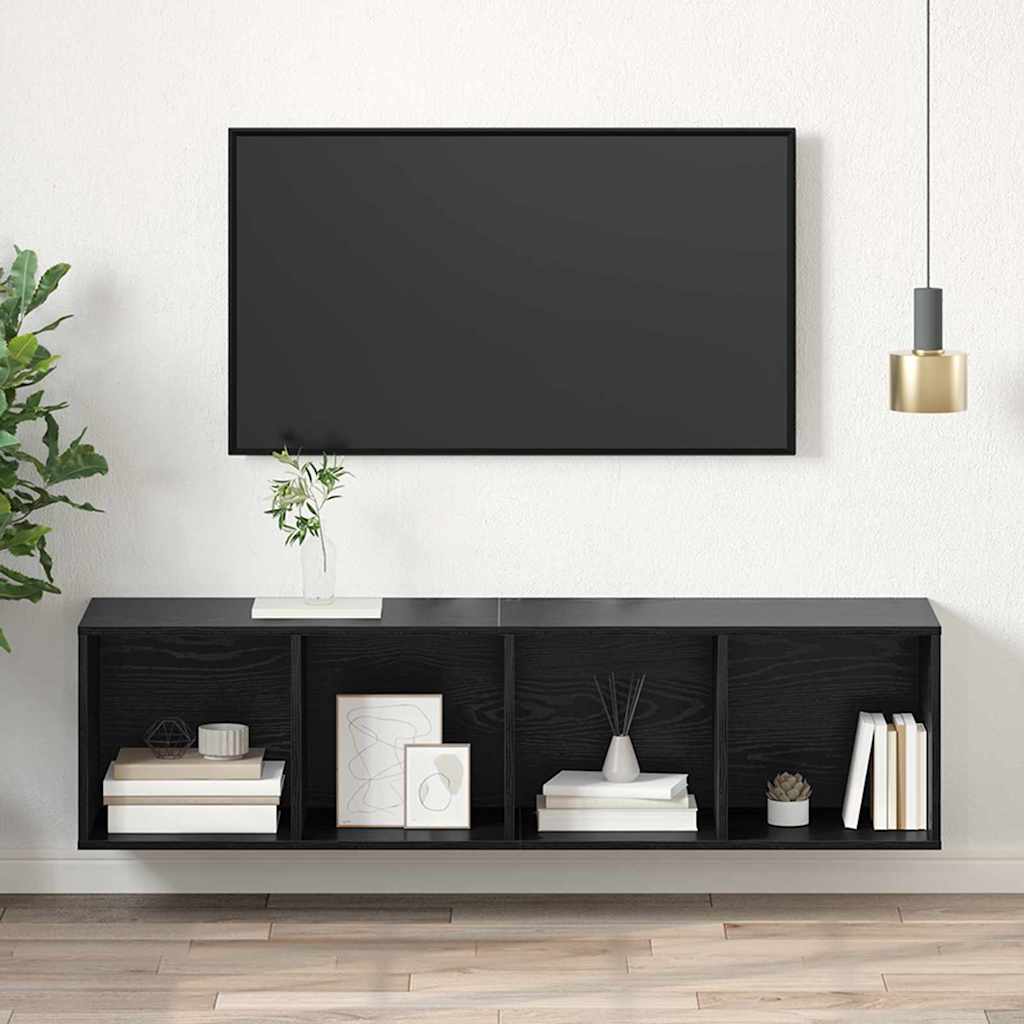 Tv-meubelset Zwart Eiken 37 x 37 x 142,5 cm Bewerkt hout is nu te koop bij PeponiXL, paradijselijk wonen!